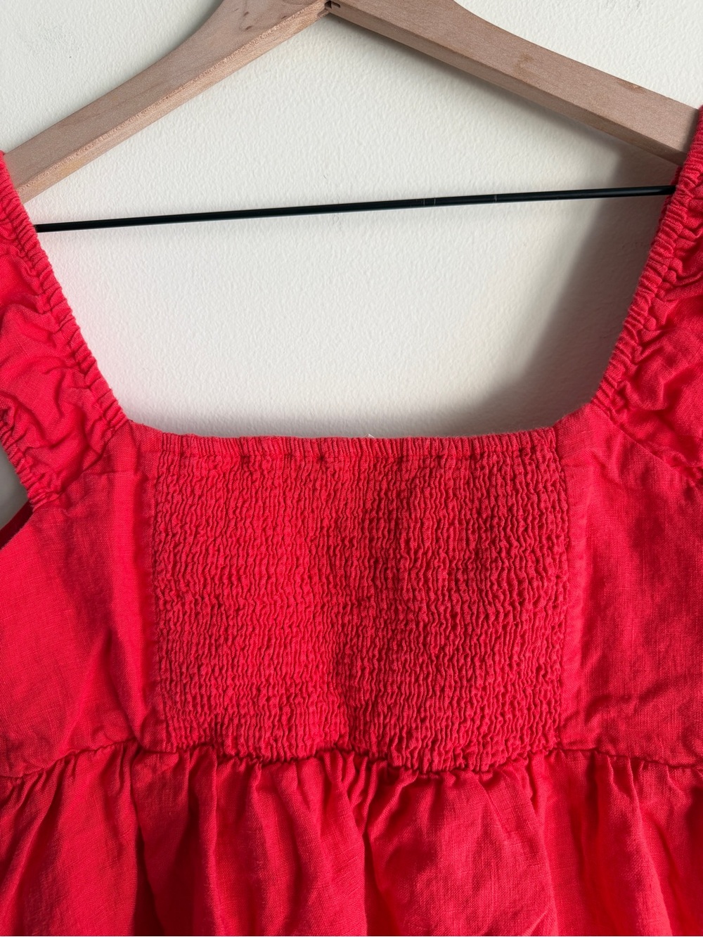Solai Amalfi 100% Linen Mini Dress Red Linen Babydoll Beach Vacation Size Medium - Picture 8 of 13